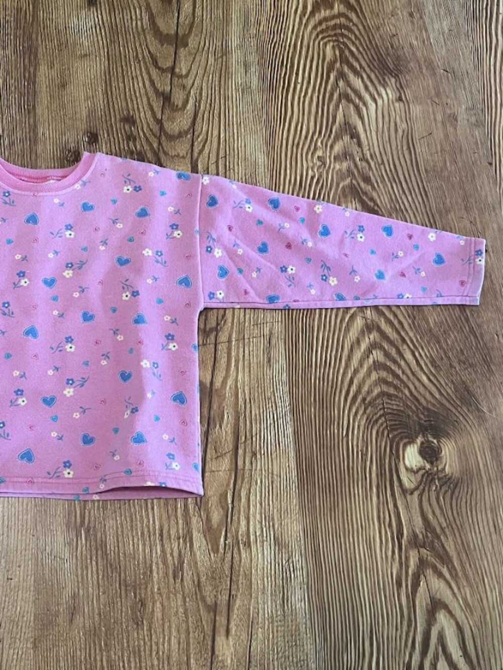 Hanes Hearts & Flowers Sweatshirt, Pink, Girls' Small (6/6X)